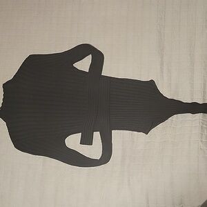 Black Ribbed Long Sleeve Bodysuit